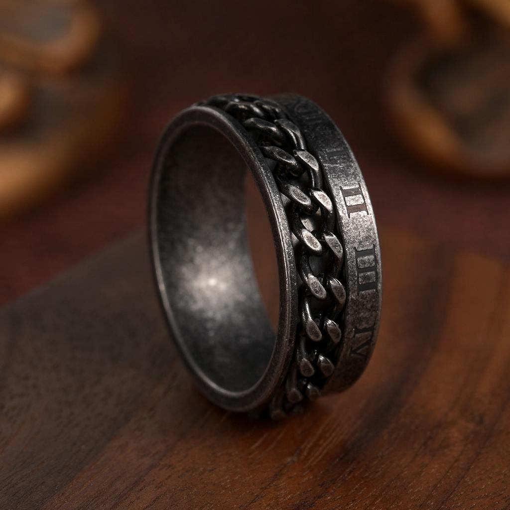 Vintage Viking Rune Rings For Men Women Retro Viking Stainless Steel Rotatable Fidget Anxiety Spinner Ring Retro Amulet