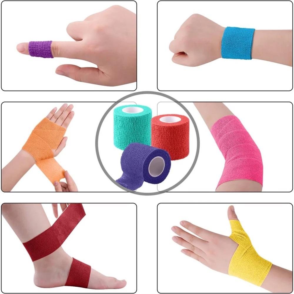12 Pack Self Adhesive Bandage Wrap, Stretch Self Adherent Tape for Sports, Finger, Wrist, Ankle, Cohesive Bandages(1 Inch x 5 Yards/Roll)