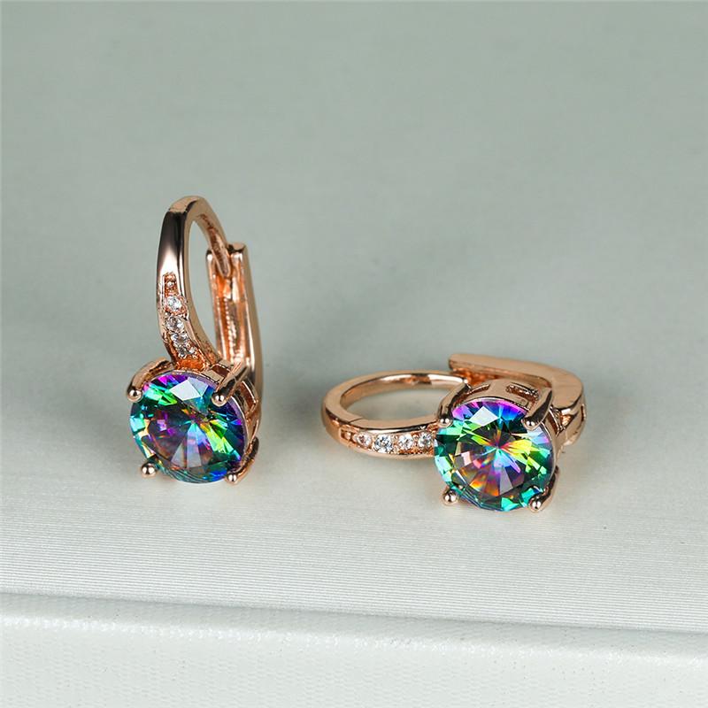 Süße weibliche kleine grüne runde Stein-Clip-Ohrringe Mode Hochzeit Für Frauen