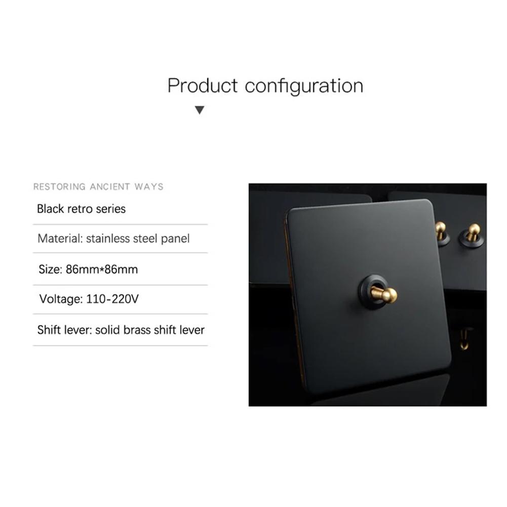 1 Stück 86er Typ Edelstahl-Panel-Wandkipplichtschalter Messingstange 1/2/3/4-Wege-Wandkippschalter für Büros, Hotels, Baumarkt