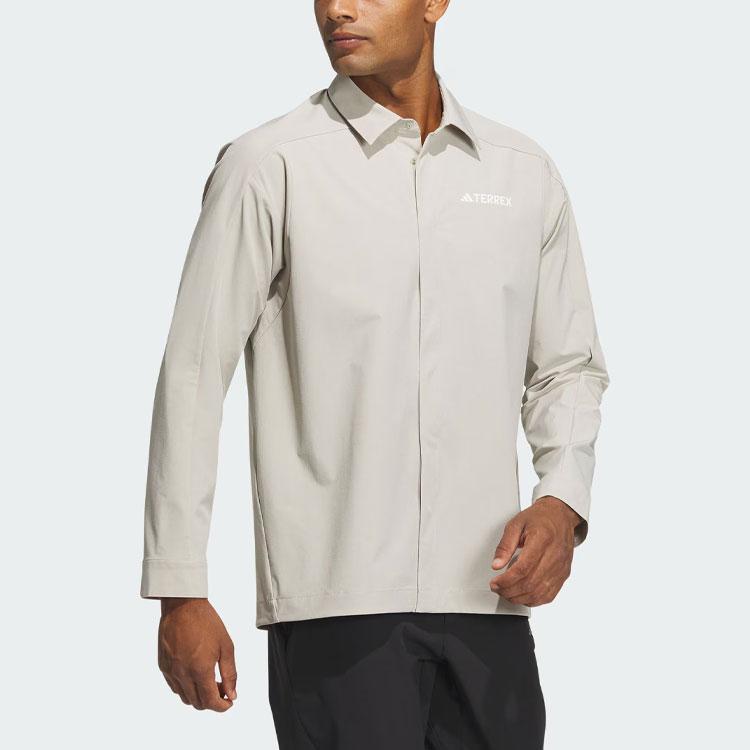 Adidas Aeroready Long Sleeve Top Solid Color Logo Outdoor Quick-Dry Comfortable Casual Shirt Men Tops Light-Gray IP0731