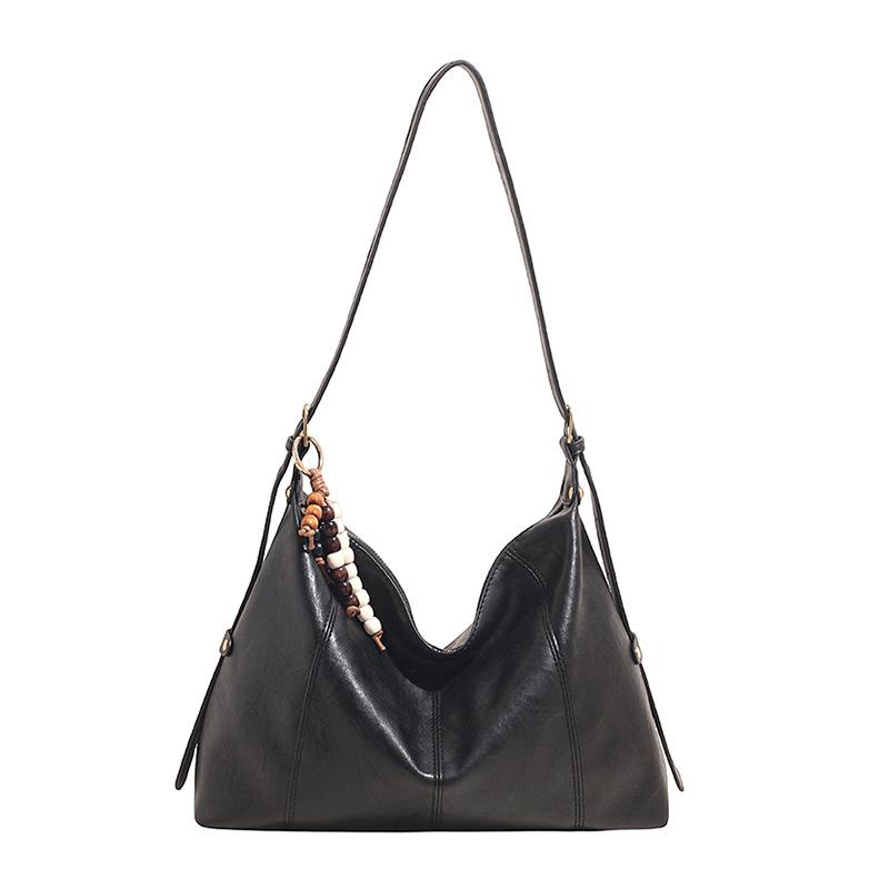 

Vintage Maillard Large Capacity Tote Bag Women s Premium Texture Casual Versatile Commuter Shoulder Messenger Bag чёрный