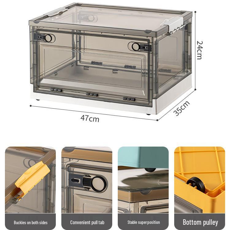 Large Outdoor Portable Transparent Foldable Storage Box for Clothes, Toys, Snacks, Books - Dustproof and Ideal for Home Use.