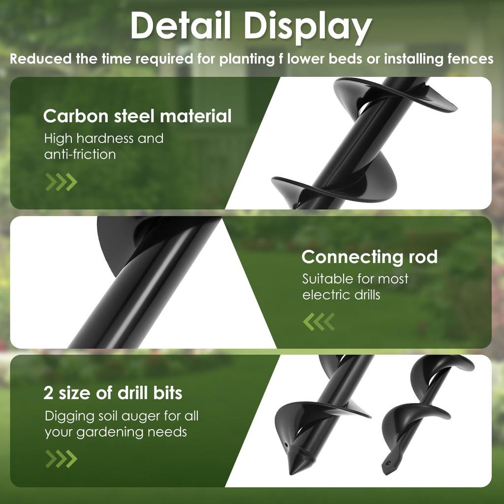 Gartenbohrer Bohrer Durchmesser 80mm und 40 mm Spiral-Gartenbohrer zum Bohren von Löchern und Pflanzen von Blumen Bäumen Sträuchern