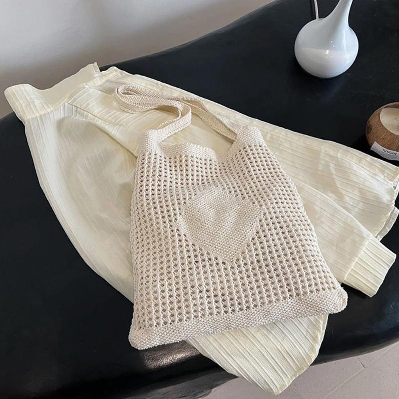 Crochet Toted Bag,Mesh Beach Bag Knit Summer Hoboes Bag Vacation Bohemian Toted Bag for Women Casual Shoulder Handbags