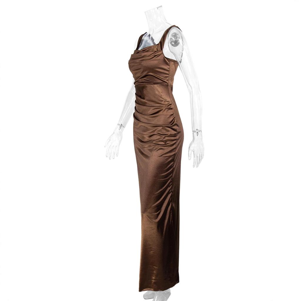 Elegant European & American Style Sleeveless Strappy Evening Gown