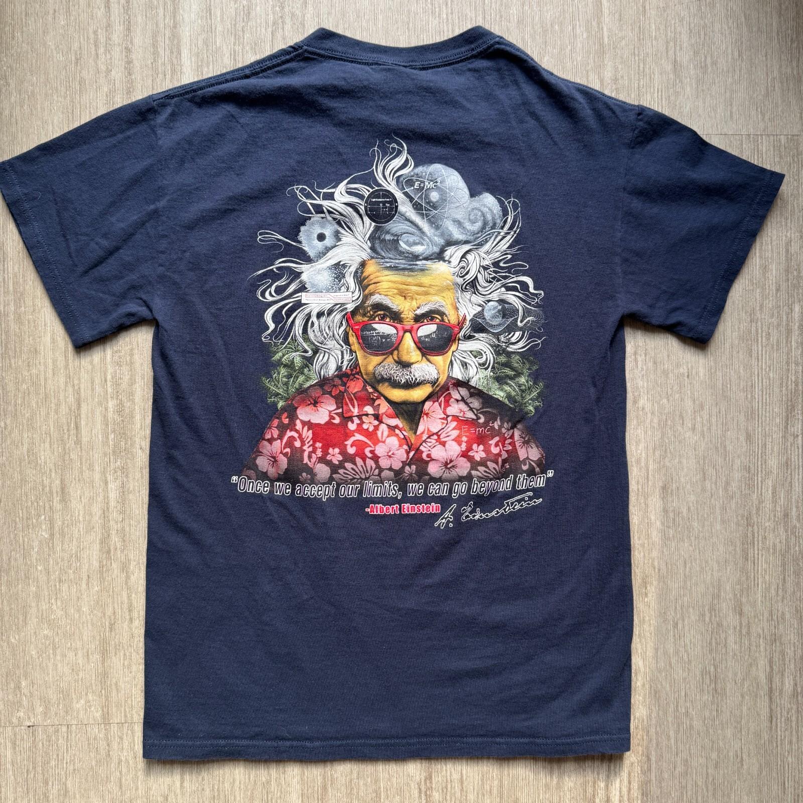 Albert Einstein E=MC2 Shirt Men S Short Sleeve Blue Crewneck Space Time Travel Unisex T-Shirt XXL