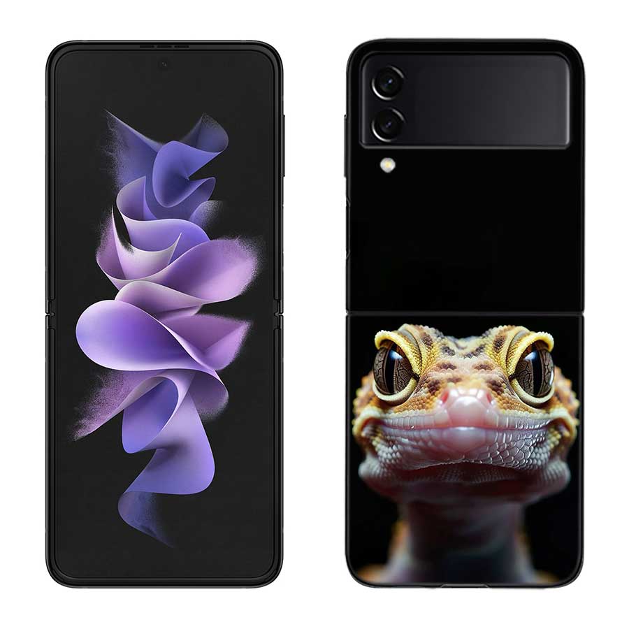 Lizards and Geckos Have Big Eyes Phone Case For Samsung Z Flip 7 6 5G Galaxy Z Flip 5 4 3 Black Hard Cell Cover Luxury PC Shell