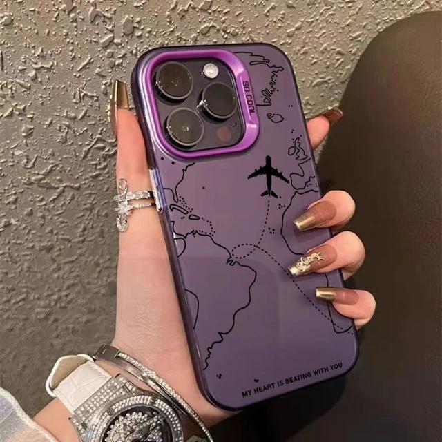 Travel-Inspired Airplane Route Design TPU Basic Case for iPhone Pro Max 14 13 12 11 XS X XR 7 8 Plus 15 Matte Hard Back Cover