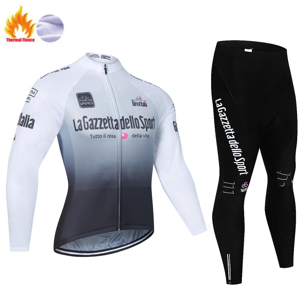 Winter Fleece Men's Cycling Jersey Sets Tour De Italy D'ITALIA Mountian Bicycle Clothes Wear Bike Clothing New Team Cycling Suit