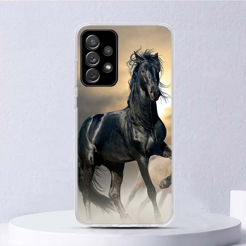 Animal Black Horse Soft Case For Samsung Galaxy A52 A51 A50S A12 A10S A20S A30S Phone Cover A71 A41 A31 A21S A70 A40 A20E A11 A5