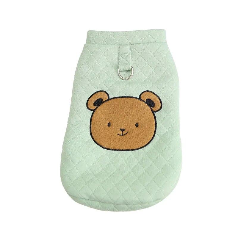 Winter Warm Dog Coat Soft Thick Cotton Dog Jacket for Small Medium Dogs Cute Bear Pattern Puppy Vest Yorkie Chihuahua Clothing
