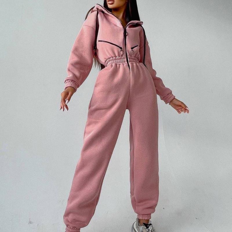 Autumn Winter Women's Hoodie Tracksuit Jumpsuits Loose Playsuits Rompers Female Casual Warm Sports Jumpsuit