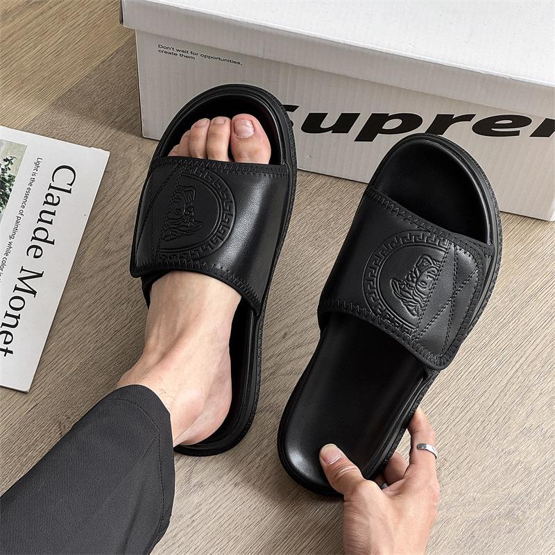 Pantofole da uomo estate tendenza abbigliamento nero a fascia singola da uomo nuove pantofole casual con plateau 4773-J