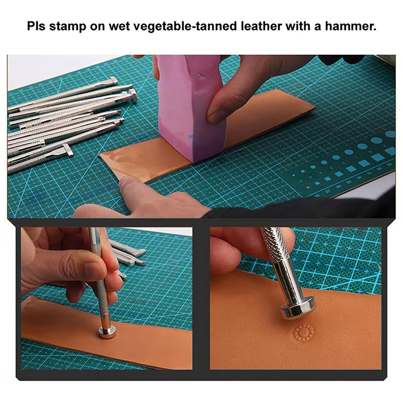 1/2Pcs Leather Stamping Metal Punch Diy Leather Carving Tools Stamp Wax Leather Craft Punch Stamps