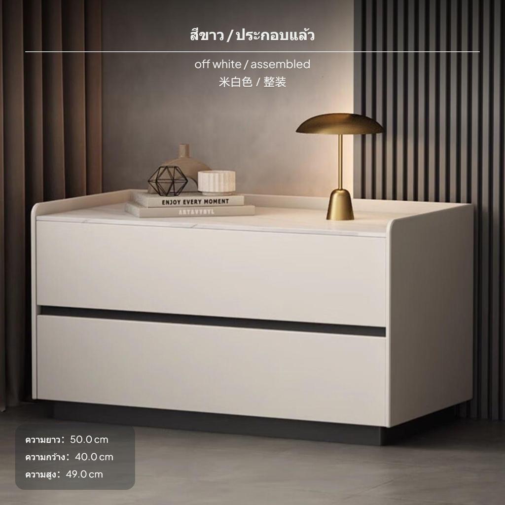 sturdy Wood Modern Nightstand, Minimalist Italian 2Drawer Bedside Table, Storage Cabinet for
