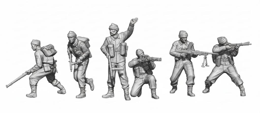 Paracel Miniatures WWII British Commando Unit Set Resin Kit MINI7247 1/72 (6 figures)