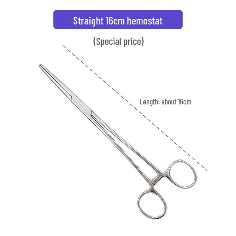 Stainless Steel Hemostatic Forceps - Pet Pliers, Needle Holder, Cupping Clip, Surgical Vascular Tool (Straight & Curved Tips)