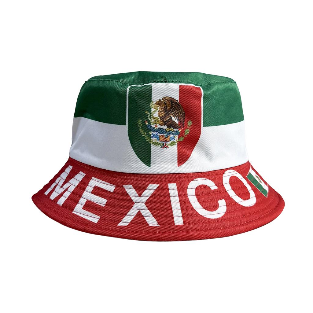 Mexico Flag Hat,Double Sided Bucket Hat Men Women, Polyester UV Protections,Soccer Fan Gear,Festival Souvenir