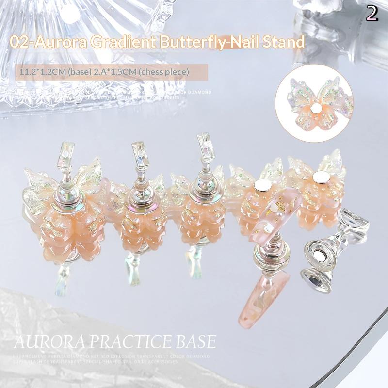 Magnetic Acrylic Nail Practice Stand Butterfly Shape Nail Display Stand Tips Holder Wearable Nail Display Stand Tool 2