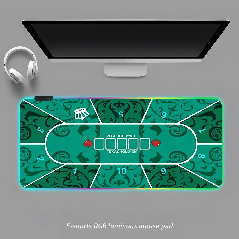 

T-Texas Holdem Mouse Pad RGB Gaming Mouse Pad Desk Mat HD Gamer Large LED Light XXL MousePads RGB600x300x3mm