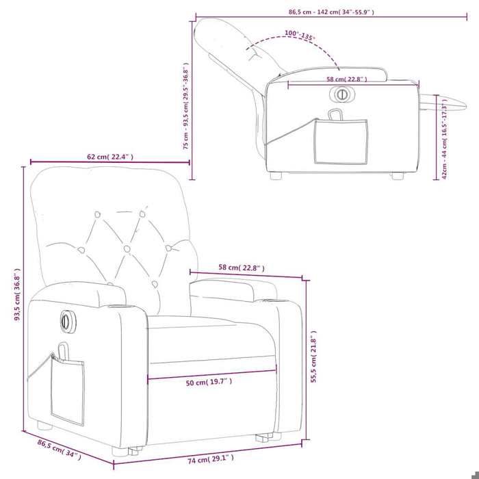 VidaXL Electric Massage Recliner Chair Black Faux Leather 3204793