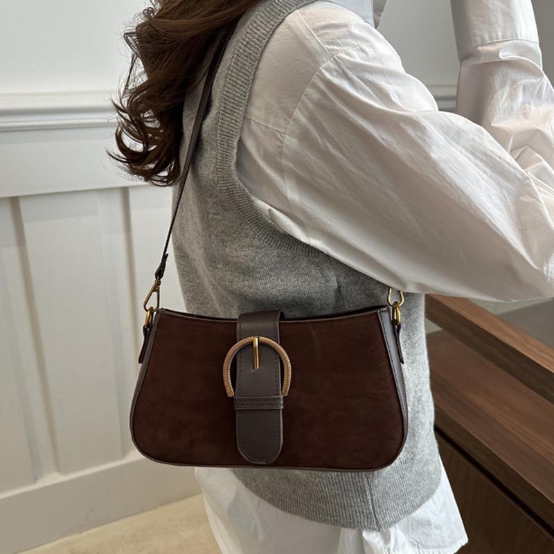 Høst og Vinter Dame Lett Ensfarget Liten Skulderveske Chic PU Lær Gullfarget Maskinvare Firkantet Underarmsveske