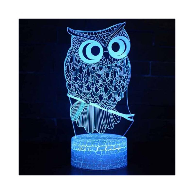 Lampe de Table de Bureau à Interrupteur Tactile Mode Enfant Hibou 3D Veilleuse LED Décoration de Chambre à Coucher Cadeaux de Noël