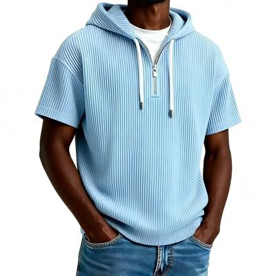 Haut de sport à manches courtes pour homme, couleur unie, ample et décontracté