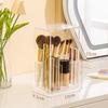 Flip-Top Clear Makeup Brush Holder Cosmetic Storage Box Dust-Proof Desktop Organizer