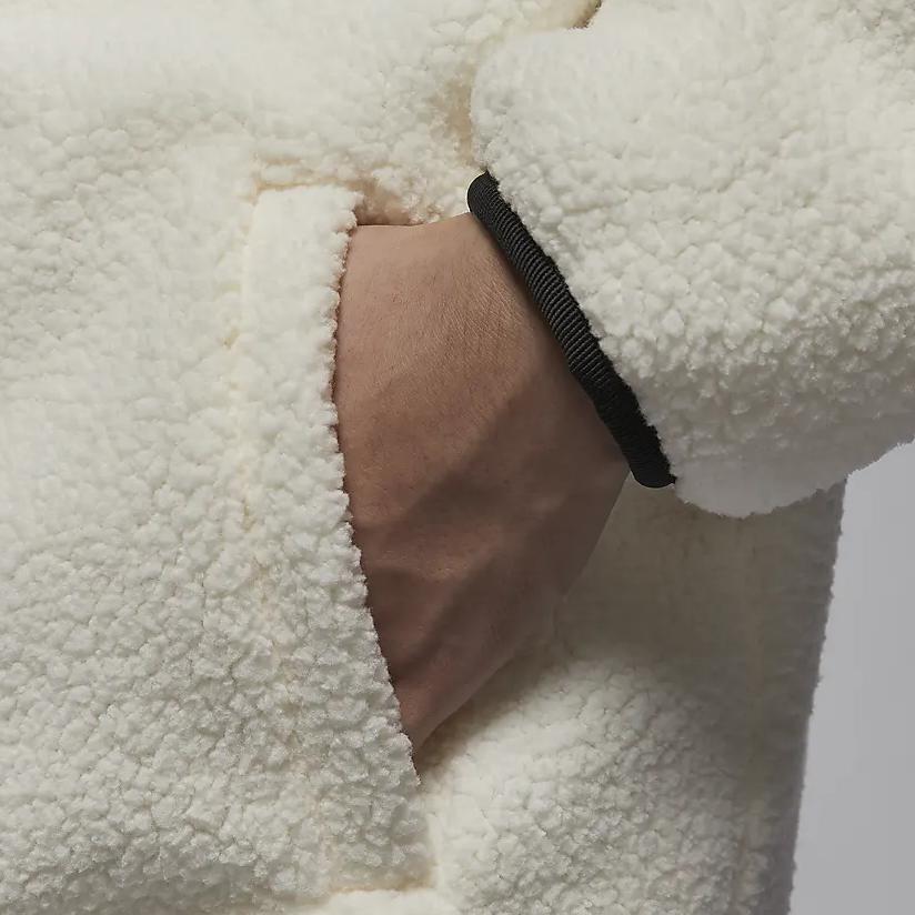 Jordan Flight Faux Shearling Stand Collar Loose Jacket Men Jacket Off-White FV7449-133