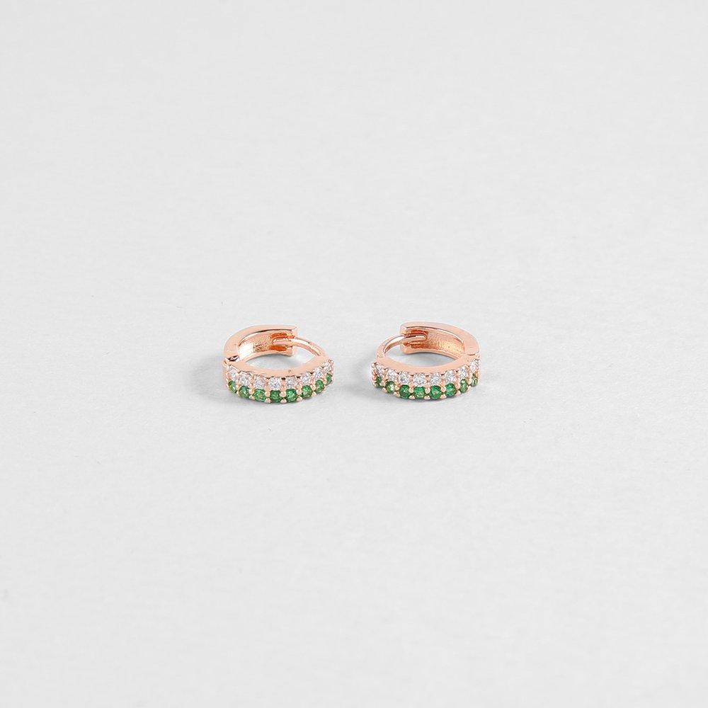 [Judy And Paul] Azuh Emerald Green and Crystal Small Hoop Earrings E51693