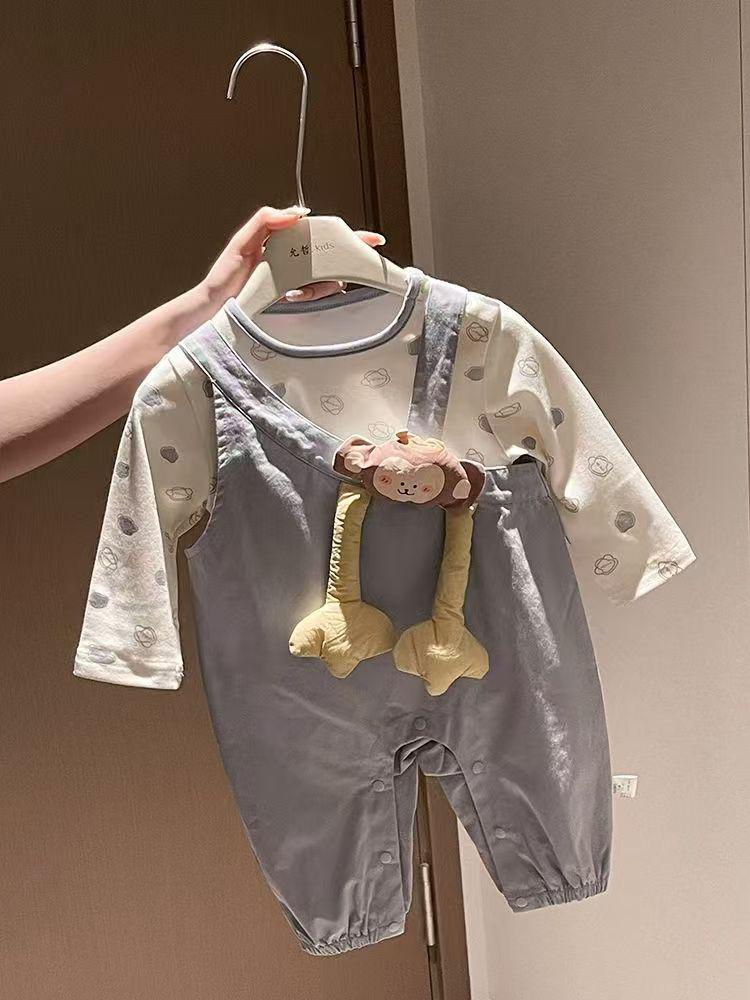 

Дышащий детский ромпер в корейском стиле: Мягкий мультяшный комплект-двойка для новорожденных - Весенне-осенняя одежда 73 cm