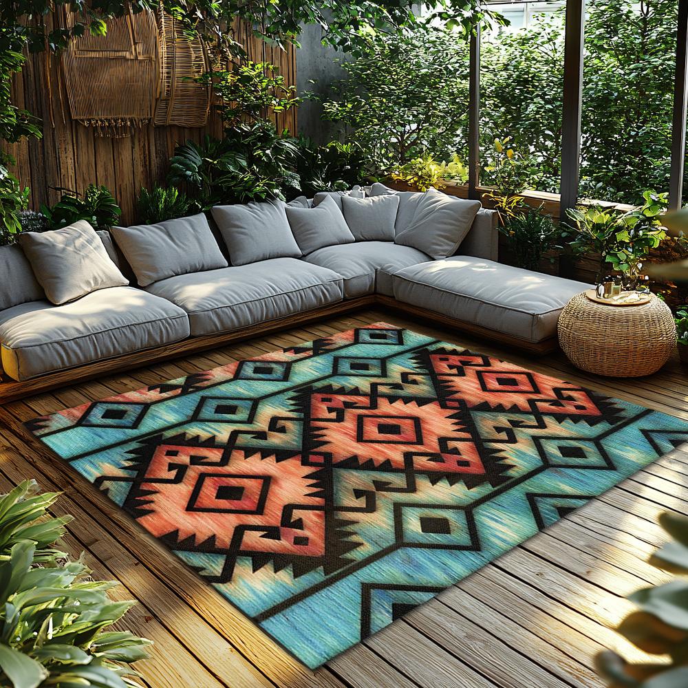 Area Rug Bohemian Southwestern Geometric Pattern Non-Slip Floor Mat Living Room Bedroom Home Decor Vintage Tribal Rug Indoor Out