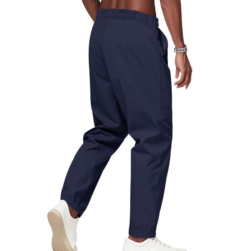 Men's Relaxed Fit Comfortable Quick-Dry Waistband Casual Business Solid Colour Trousers