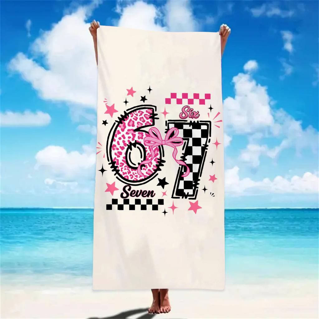 Girly 67 Beach Towel Pink Bow Flower Pattern Absorbent Microfiber Towel Sandproof for Teens Summer Vacation Gift Beach Towels