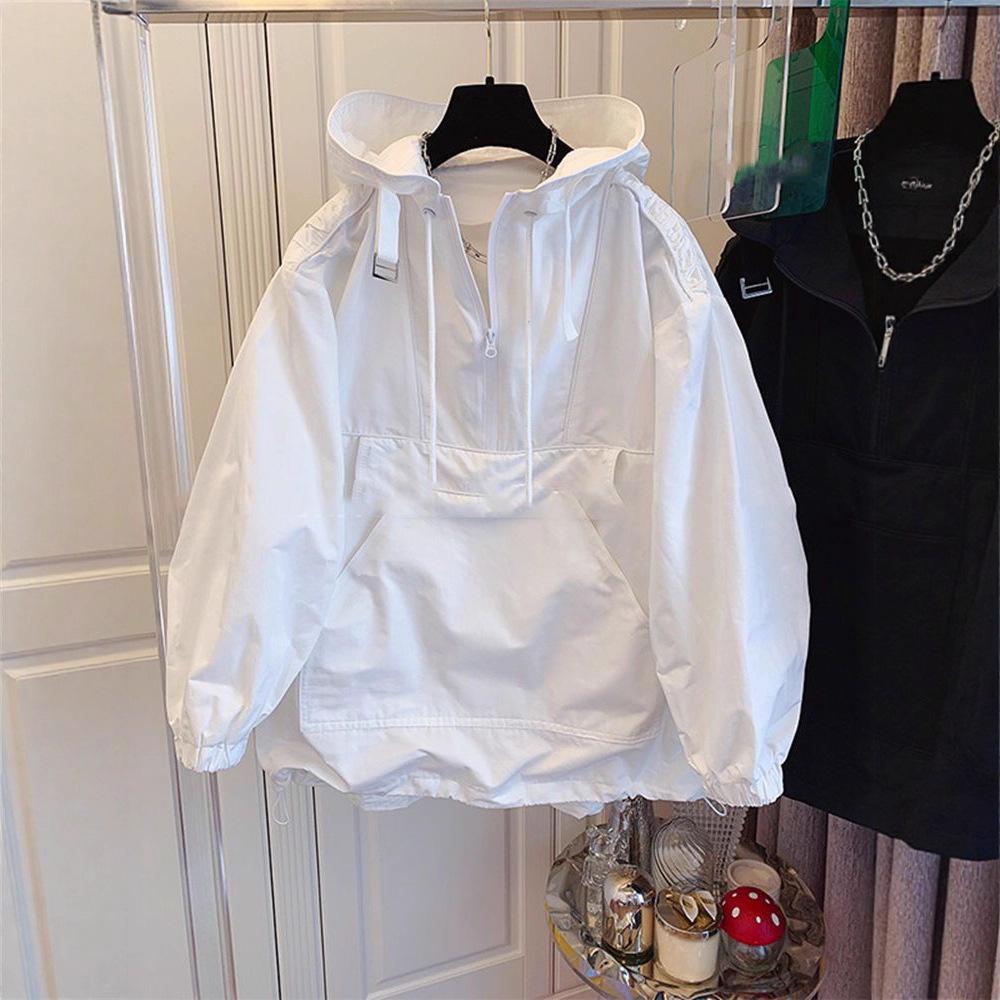 

Trendy Plus Size Women s Hooded Windbreaker Jacket, Autumn Casual Design L (90-120 jin) белый