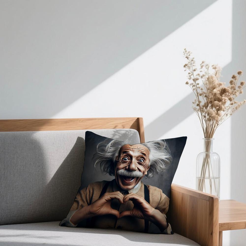 A-Albert E-E-EINSTEIN Cushion Cover Square Sofa Cushion Cover Casual Skin-Friendly Comfortable Pillow Cover