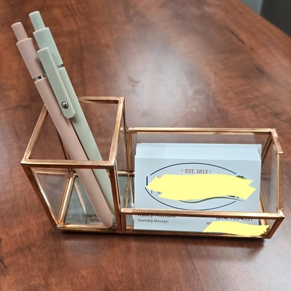 Golden Edge Business Card Box Elegant Display Stand Office Tools Name Card Holder Home