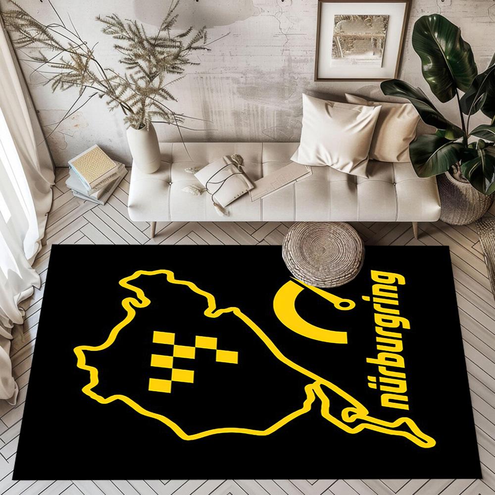 Nürburgring Rennstrecke Quadratische Teppiche sind eine großartige Wahl für Wohnzimmer, Schlafzimmer, Heimdekoration und als Geschenke.