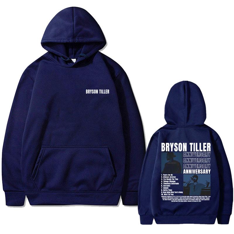 Rapper Bryson Tiller Men's Casual Vintage Hoodie ANNIVERSARY Graphic Print Sweatshirt Male Hip Hop Streetwear Oversized Hoodies
