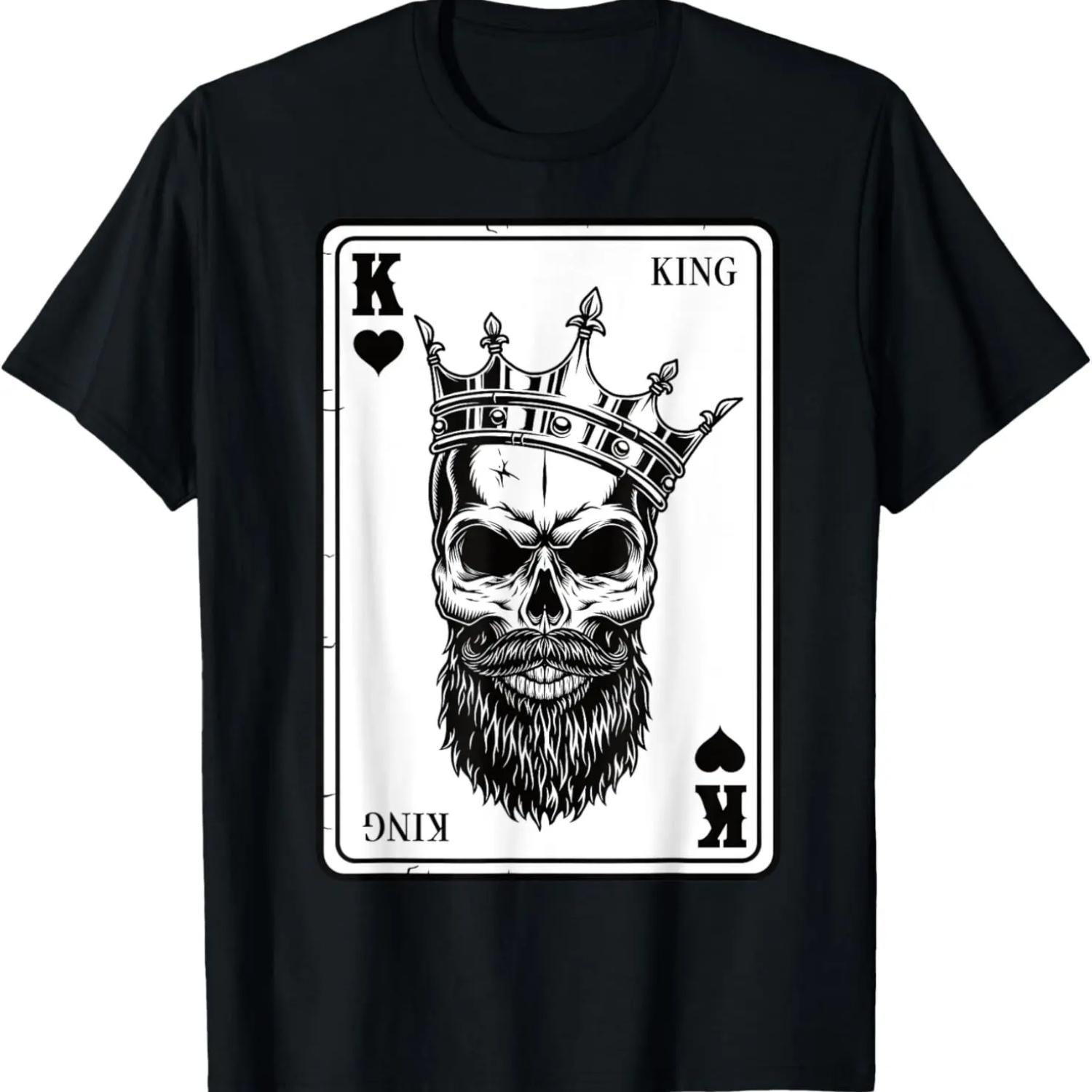 

King And Queen Skull - 2_2 Card Hearts Flush Couple Matching T-Shirt S чёрный