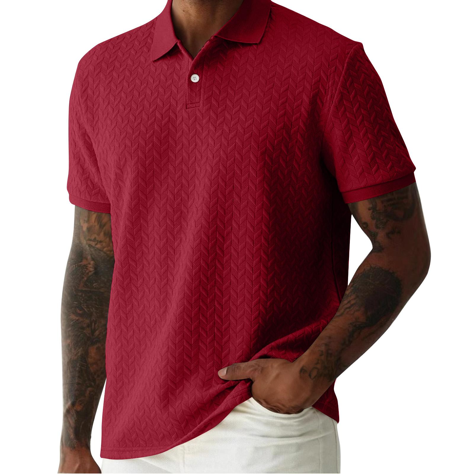 

Men s Solid Color Botton Short Sleeve Top Men s Casual Fashion Shirt XL винный