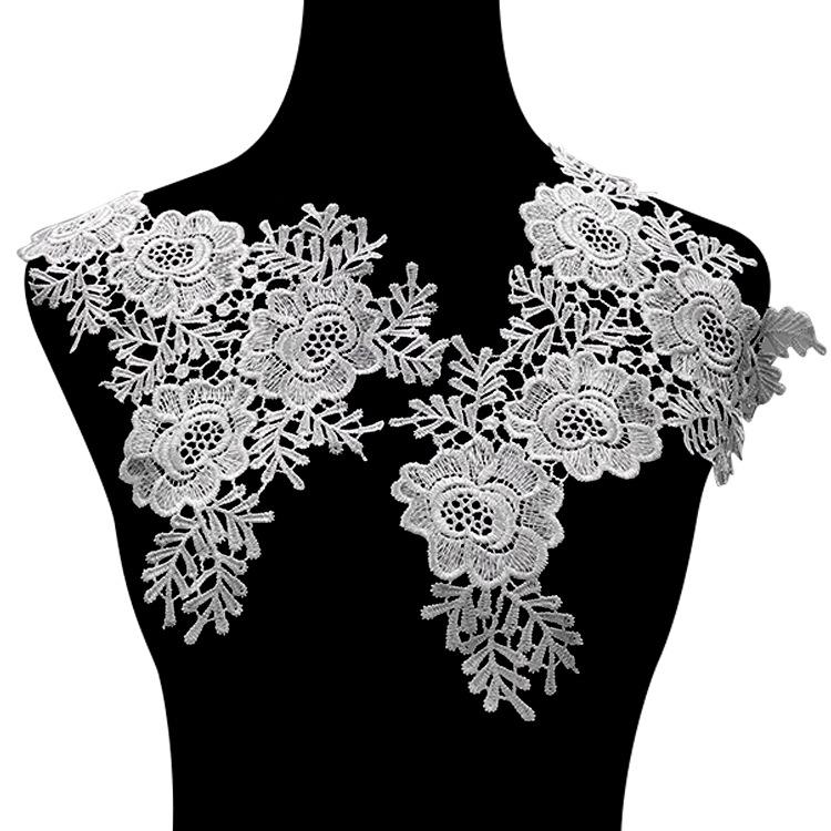 Water soluble lace pair flower, polyester light silk embroidered collar flower, three-dimensional hollow corsage DIY lace accessories
