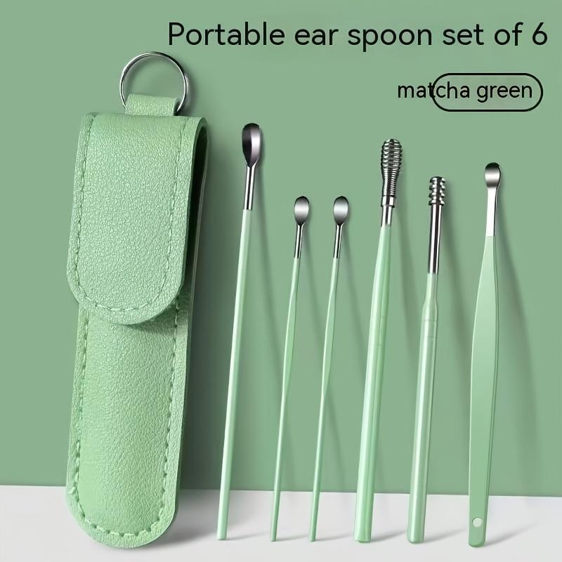6-piece portable ear cleaning kit, including a durable ear pick set and storage bag. зелёный