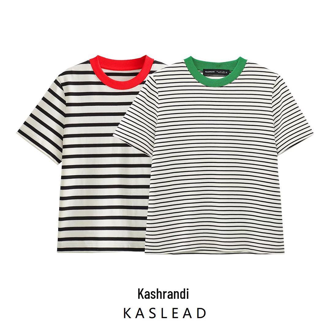 

Spring 2025 Women s Fashion European & American Color Block Round Neck Short Sleeve T-Shirt M