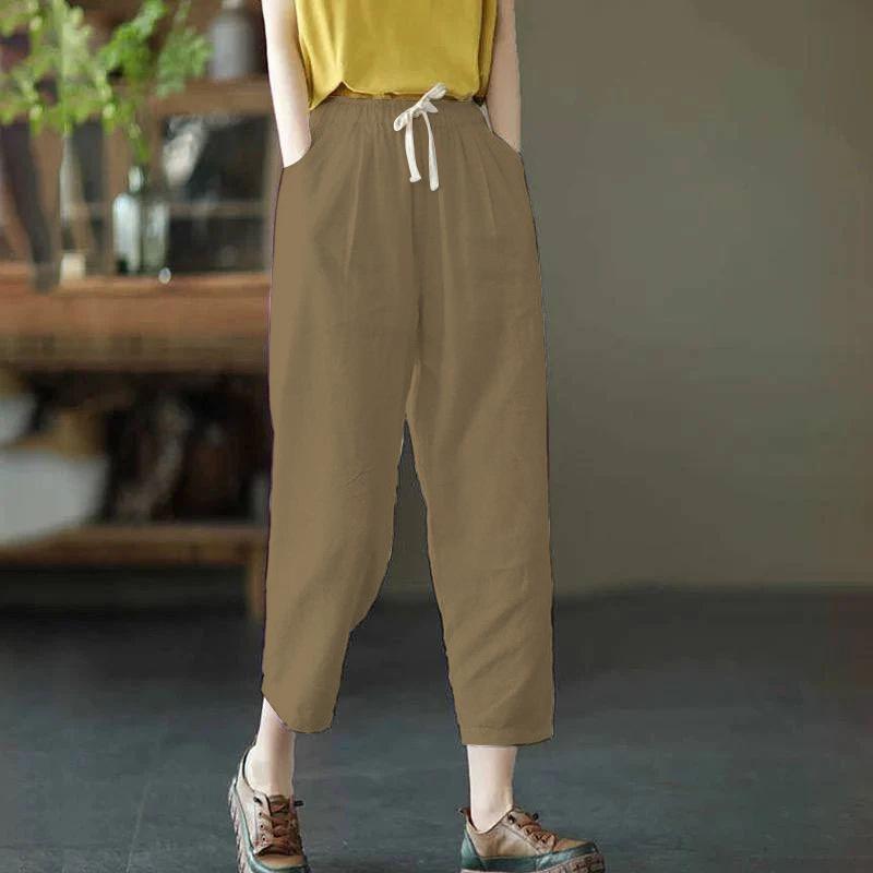 

Ретро-трендовые повседневные брюки для женщин, летние, универсальные, прямые, с вертикальными завязками на ногах, свободные, широкие брюки XXXL коричневый
