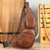 Retro Torba na klatkę piersiową z prawdziwej skóry Męska torba crossbody z licowej skóry bydlęcej Wszechstronna i codzienna męska torba crossbody