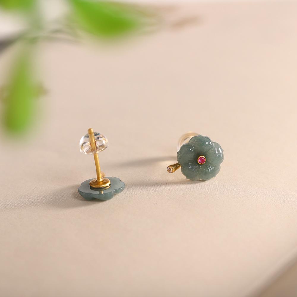 Winter Arrival: S925 Silver & A-Grade Jade Carved Stud Earrings