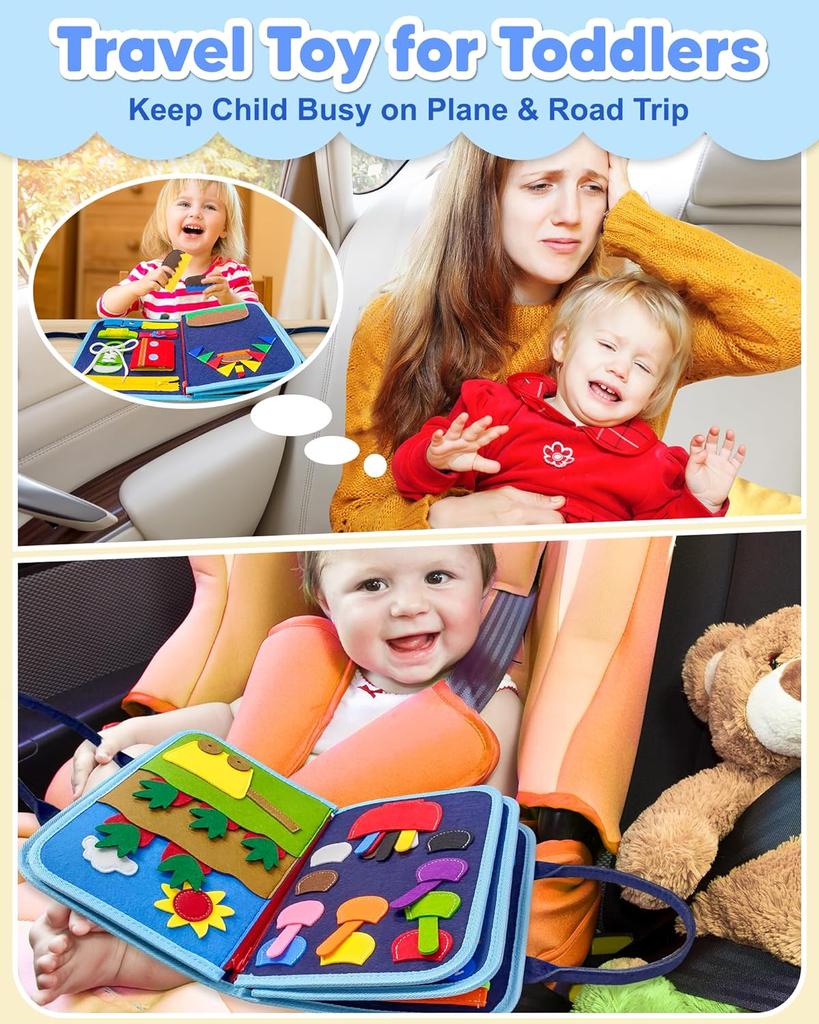 Busy Board Montessori Toys for Toddler Boy Birthday Gifts, Busy Book Sensory Learning Toys for Toddlers